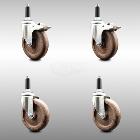Service Caster 5 Inch 316SS High Temp Glass Filled Nylon 7/8 Inch Stem Caster Lck Brake, 2PK SCC-SS316TTLEX20S514-GFNSHT-2-S-2-78